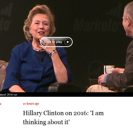 Clinton “Thinking About Running” vs. “High Velocity Lead Generation”